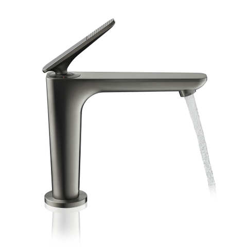 Hansgrohe Axor Citterio C 1-gats wastafelkraan 125 coolstart m. afvoerplug m. cubic cutvoorsprong 13.5cm - brushed black chrome SW1152127