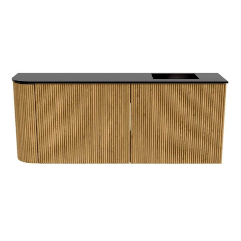 Mondiaz JOYA Meuble de toilette 101,6 cm - arrondi gauche couleur Chêne - Vasque FAYE position Droite 1 trou de robinet couleur Urban SW1421237