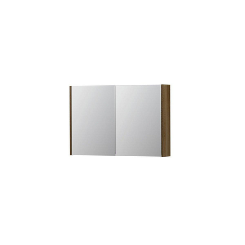 INK SPK1 Spiegelkast - 90x14x60cm - 2 deuren - dubbelzijdige Spiegel - schakelaar en stopcontact - eiken Massief eiken Ash grey SW493646
