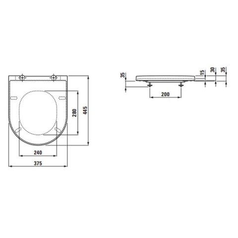 Laufen Kartell by Laufen closetzitting 37.6x44.3x3cm met deksel met dempingsmechanisme duroplast glossy black glans SW358281