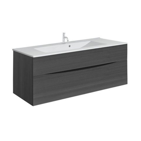 Crosswater Glide II Badmeubelset - 100x50x45cm - 2 lades - greeploos - wastafel ice white - 1 kraangat - steelwood (hout) SW876814