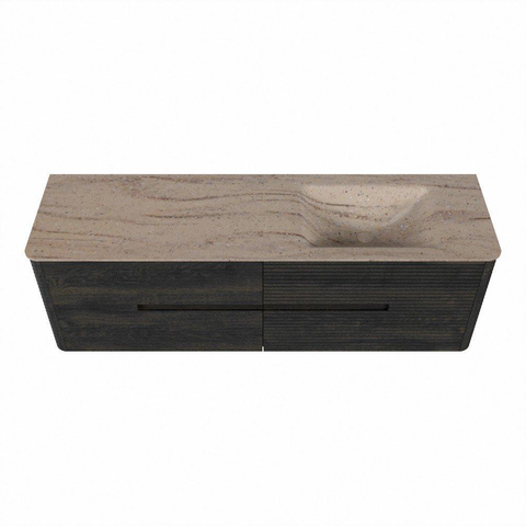 Mondiaz CIRO-DLUX Ensemble de meubles de salle de bains - 160x45x50cm - lavabo solid surface Saba - 1 vasque à droite - sans trous de robinet - 4 tiroirs - Shadow SW1532721