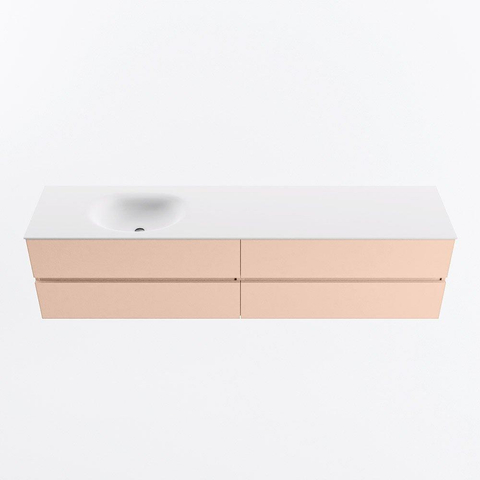 MONDIAZ VICA Ensemble meuble de salle de bains - 200cm - meuble bas rosee - 4 tiroirs - lavabo moon gauche - 1 trou de robinet - version haute 60cm - talc SW1080399