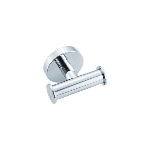 FugaFlow Eccelente Ensemble d'accessoires WC 3 pièces - porte-rouleau sans couvercle - brosse WC - double crochet rond pour serviette - Chrome SW1450628