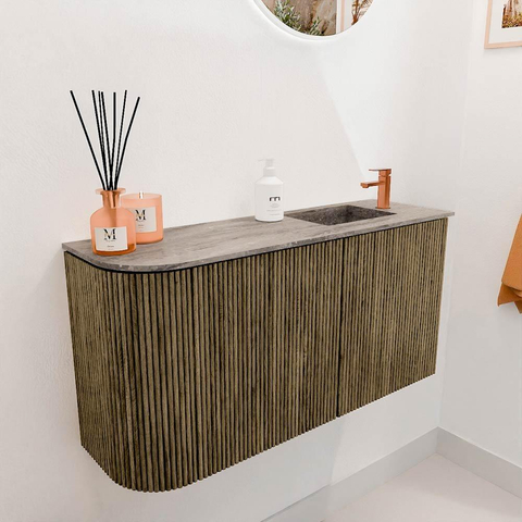 Mondiaz JOYA-DLUX 81.6cm toiletmeubel - ronding links kleur Dusk - Wastafel FAYE positie Rechts 1 kraangat kleur Oza. SW1426006