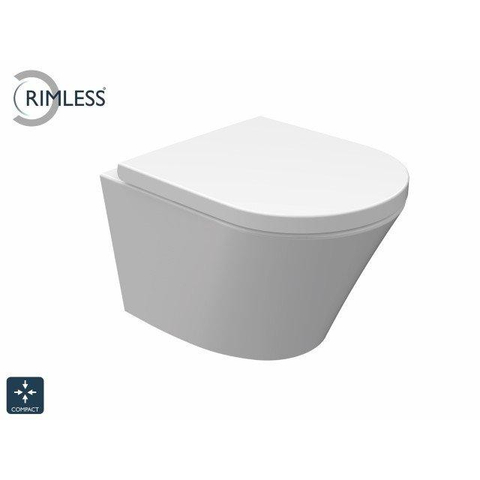 Wiesbaden Vesta Junior wandcloset - rimless verkort - met Vesta Junior toiletzitting - softclose en quickrelease - glans wit SW98662