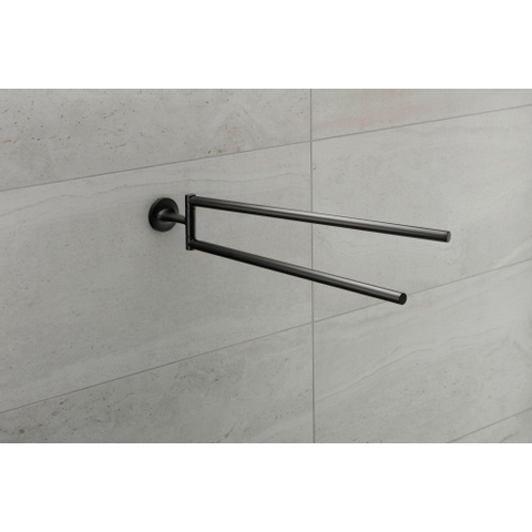 Duravit Starck T Handdoekhouder - 2 stangen - 46.5cm - draaibaar - mat zwart SW297086