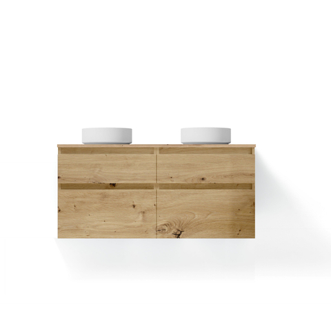 Saniclass Vita Meuble de salle de bain - 140x60x46cm - 4 tiroirs - sans poignée - plan de toilette - chêne rustique SW1475183