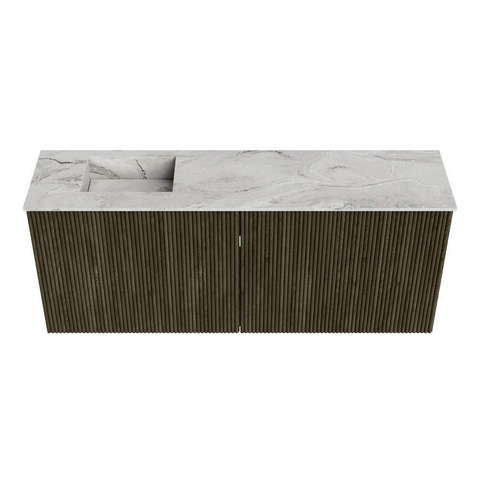 Mondiaz JOYA-DLUX 100cm meuble de toilette - couleur Shadow - Vasque FAYE position Gauche Sans trou de robinet couleur Glace. SW1422788