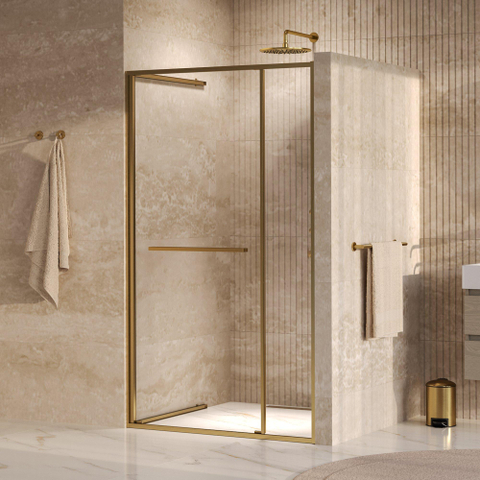 BRAUER Luminis Nisdeur - 120x200 - 2-delig naar binnen draaiend - helder glas - omkeerbaar - incl. glascoating - geborsteld goud PVD SW1580839