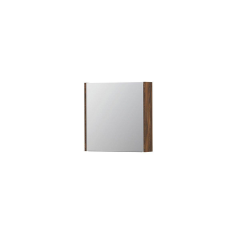 INK SPK1 Spiegelkast - 60x14x60cm - 1 deur - dubbelzijdige Spiegel - schakelaar en stopcontact - MFC Noten SW440311