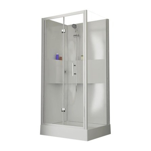 Nemo Start Lilou Basis vouwdeur - 10x8cm - douchecabine in polystyreen dikte 4mm glanzend - met zijwand 2 delen - 6mm - veiligheidsglas - douchetub acryl - wit/helder - links/rechts - omkeerbaar - douchebak wit profiel - helder SW290096