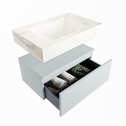 MONDIAZ ALAN - DLUX Badkamermeubelset - 70cm - onderkast - Clay - 1 lade - vrijhangende wastafel - wasbak midden - 0 kraangaten - Ostra SW807815