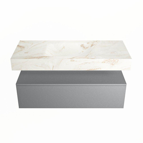 MONDIAZ ALAN - DLUX Badkamermeubelset - 110cm - onderkast - Plata - 1 lade - vrijhangende wastafel - wasbak midden - 1 kraangat - Frappe SW805583