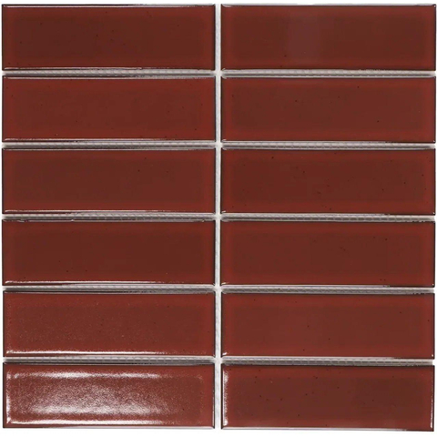 The Mosaic Factory Barcelona mozaïektegel - 29x29cm - 6.5mm - rechthoek - glans deep burgundy (rood) SW1604103