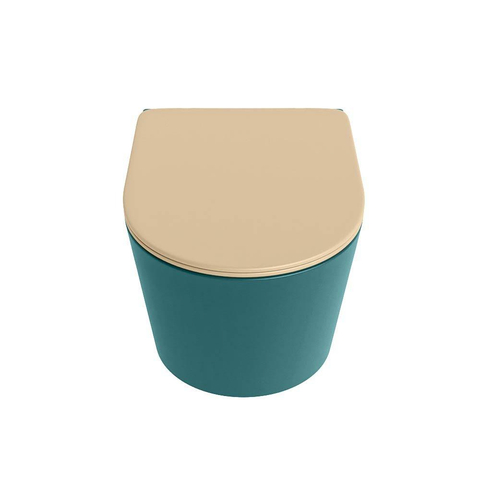 Mondiaz LAVIE hangtoilet – spoelrandloos – 36 x 53 cm – met softclose zitting – Smag (groen), zitting Sand (beige) SW1208776