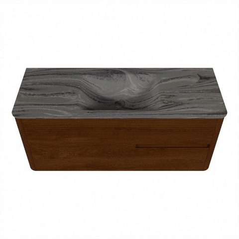 Mondiaz CIRO-DLUX Badkamermeubelset - 120x45x50cm - Solid surface wastafel Sombra - 1 wasbak Midden - zonder kraangaten - 2 lades - Ruby SW1531958