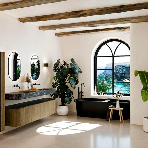 MONDIAZ THOR-DLUX 190cm meuble de salle de bains arrondi gauche + droite couleur Dusk avec 2 tiroirs et 2 portes. Vasque suspendue CLOUD Double sans trou de robinet couleur Lava. SW1466469