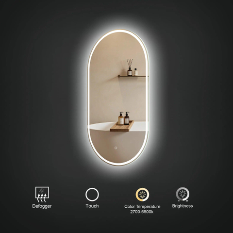 Arcqua Oval spiegel - 50x90cm - ovaal - met led verlichting - met verwarming SW1601605