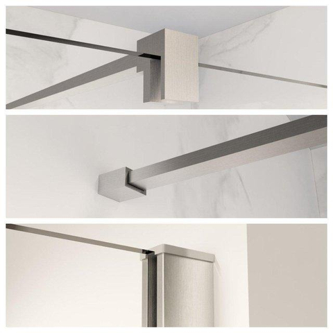 Fortifura Galeria Douche à l'italienne mi-haute - 110x80cm - verre fumé - 8mm - nano - avec profil et barre de renfort - Inox PVD (inox) SW1248338