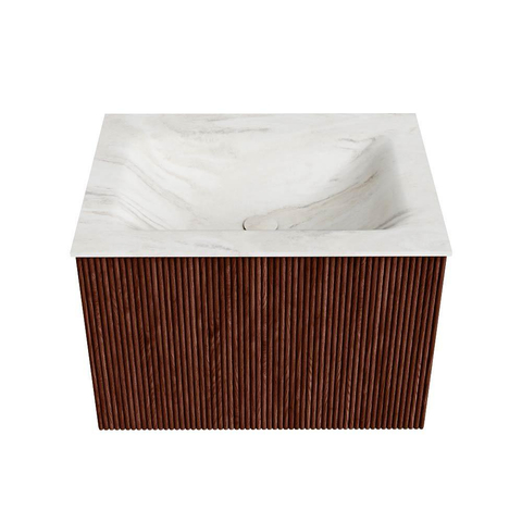 Mondiaz KURVE-DLUX Badkamermeubelset - 60x46x40cm - 1 lade - wastafel solid surface - midden - 1 kraangat - Ruby SW1415711