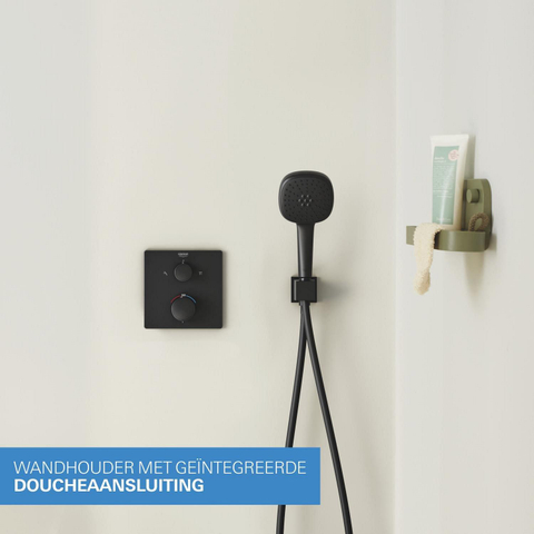 Grohe Precision Showerset - compleet - handdouche diameter 11cm - 2 straalsoorten - hoofddouche 25x25cm - inbouw douchekraan thermostatisch - vierkant - met omstel - matte black (mat zwart) SW1126884