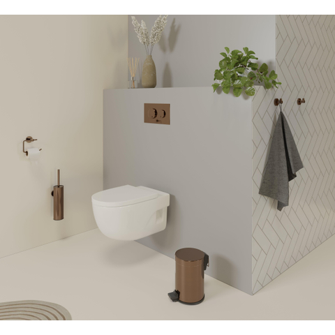 Fortifura Calvi toiletborstelhouder - gesloten model - wand - rond - PVD - geborsteld koper SW1111546