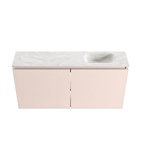 MONDIAZ TURE-DLUX meuble WC 100 cm Rosee. Lavabo EDEN Ostra position à droite. Avec 1 trou de robinet. SW1105043