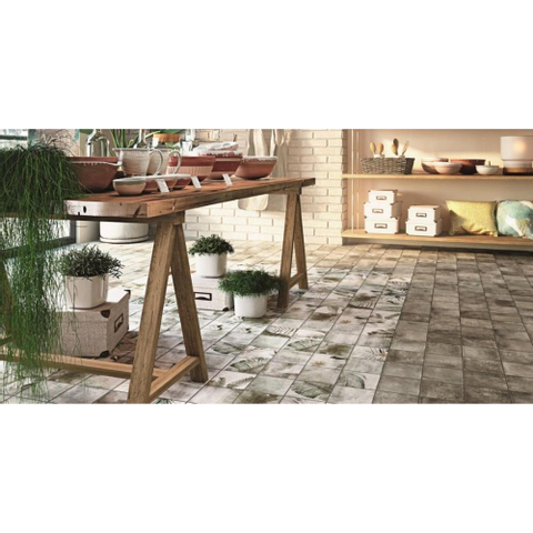 Ceralto Neroli Stone carrelage sol et mur - 14x14cm - 9mm - carré - décor - R9 - tropic grey mat (gris) SW795693