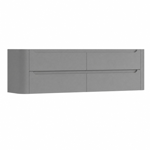 H&R Badmeubelen Juice Wastafelonderkast - 180x45x50cm - afgeronde hoeken - 4 lades - geïntegreerde greep - stone grey mat SW1491605