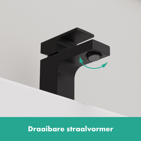Hansgrohe Vernis Shape 1 greeps wastafelkraan - 70 zinc - met trekwaste - mat zwart SW651673