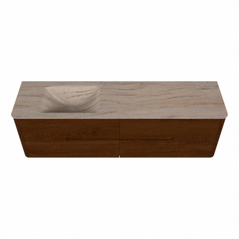 Mondiaz CIRO-DLUX Meuble de salle de bains complet - 170x45x50cm - Plan vasque Solid surface Saba - 1 vasque à gauche - 1 trou de robinet - 4 tiroirs - Ruby SW1531932