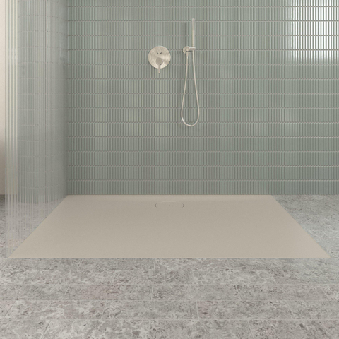 Villeroy & Boch Ecora douchebak - 140x90x3.5cm - afvoer lange zijde - almond (beige) SW1558957