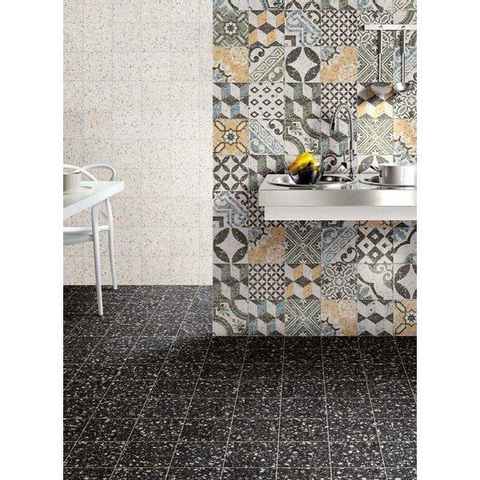 ÉCHANTILLON Ceralto Cliffo Rock Carreau de sol et de mur 20x20cm 10mm R10 grès cérame Nero SW913256