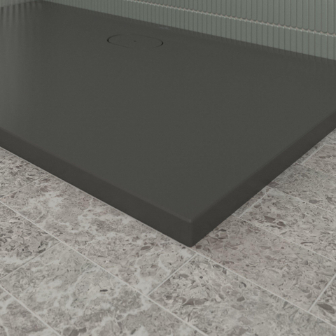 Villeroy & Boch Ecora douchebak - 140x80x3.5cm - afvoer lange zijde - anthracite (antraciet) SW1558949