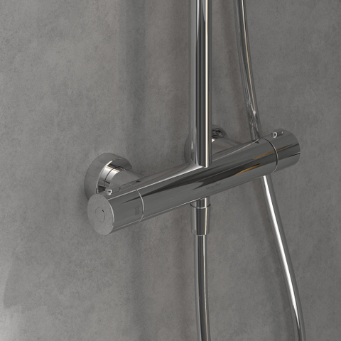 Villeroy & Boch Verve ensemble de douche pluie – thermostatique – douche de tête Ø 25 cm – douchette 3 jets – chrome brillant SW974381