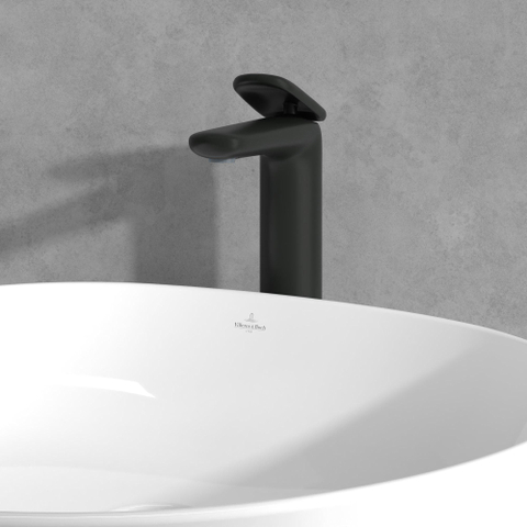 Villeroy & Boch Antao 1 greeps wastafelkraan verhoogd - met push open afvoergarnituur - mat zwart SW974158