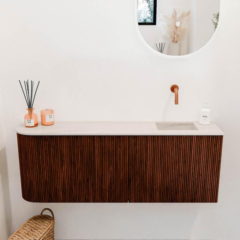 Mondiaz JOYA-DLUX 111.6cm toiletmeubel - ronding links kleur Ruby - Wastafel FAYE positie Rechts Zonder kraangat kleur Meli. SW1425398