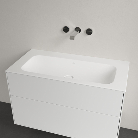 Villeroy & Boch finion meubelwastafel - 100x50 - zonder kraangat - zonder overloop stonewhite CeramicPlus - Stone White (mat wit) SW209389