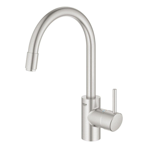 Grohe Concetto Keukenkraan - hoog - draaibare/uittrekbare uitloop - Brushed Supersteel (RVS) SW225325