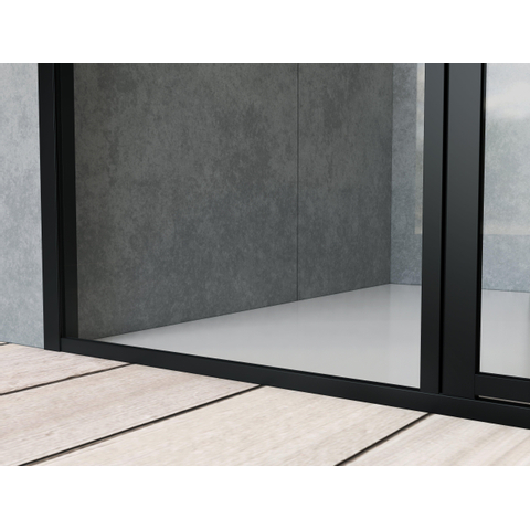 Marenza Bellini Porte de douche - 140x200cm - panneau fixe - cadre lignes extérieur - anti-calcaire - noir mat SW491689