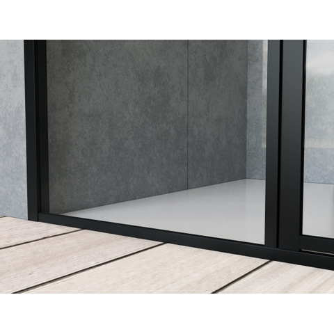 Saniclass Bellini Douchedeur - 100x200cm - vast paneel - frame lines buitenzijde - anti kalk - mat zwart SW491685