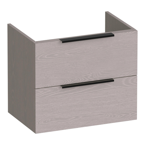 BRAUER Elevate meuble sous-lavabo peu profond 60 sans poignées rapportées 2 tiroirs à fermeture en douceur et 1 découpe pour siphon - Timber Greige SW1200243