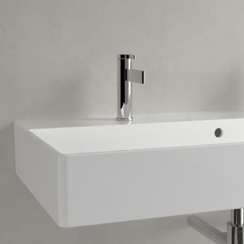 Villeroy & Boch memento 2.0 wastafel - voor handdoekhouders - 100x47cm - met overloop - 2 kraangaten CeramicPlus - White Alpine (glans wit) SW336045