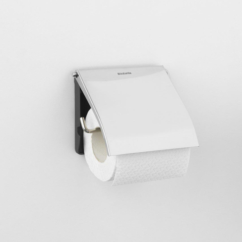 Brabantia Classic Porte-rouleau toilette - avec couvercle - classic brilliant steel SW237221