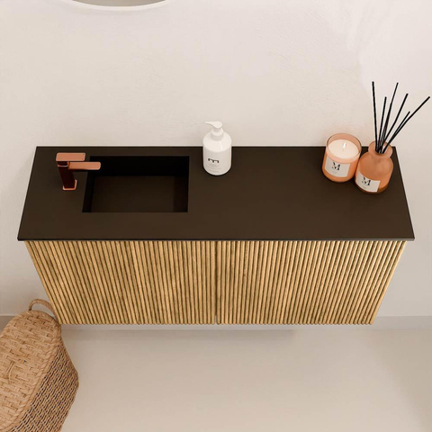 Mondiaz JOYA 80cm meuble de toilette - couleur Chêne - Vasque FAYE position Gauche 1 trou de robinet couleur Urban SW1421186