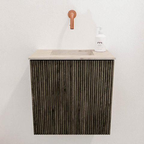 Mondiaz JOYA-DLUX 40cm toiletmeubel - kleur Shadow - Wastafel FAYE positie Midden Zonder kraangat kleur Frappe. SW1422650