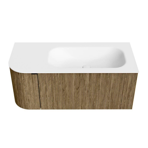 Mondiaz KURVE Badkamermeubelset - 105x46x40cm - 1 lade - 1 deur - wastafel solid surface - rechts - zonder kraangat - Dusk SW1414745