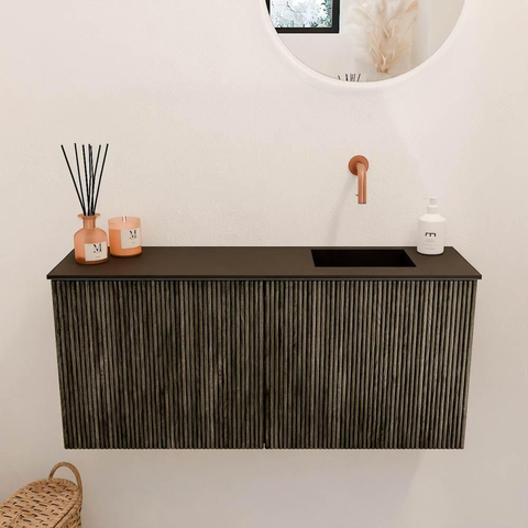 Mondiaz JOYA 90cm meuble de salle de bains - couleur Shadow - Vasque FAYE position Droite Sans trou de robinet couleur Urban SW1421493