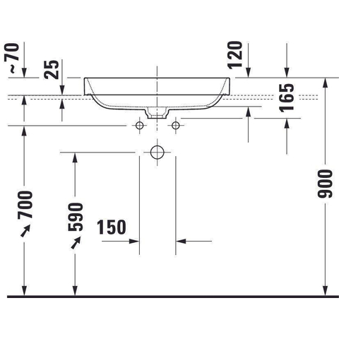 Duravit Happy D.2 Plus waskom rechthoekig - zonder kraangat - zonder overloop - 60x40cm - met keramische afdekkap - glans wit SW297018